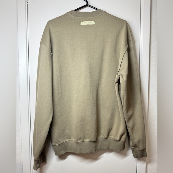 ADER ERROR Tape Logo Spellout Beige Green Pullover Sweatshirt Size A1 US Size S - Picture 10 of 15